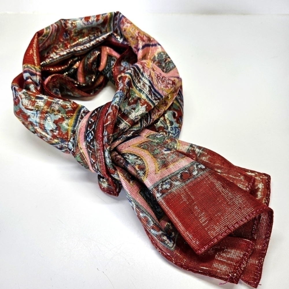VINTAGE NEW Laura Geraldi Metallic Geometric Rectangle Scarf